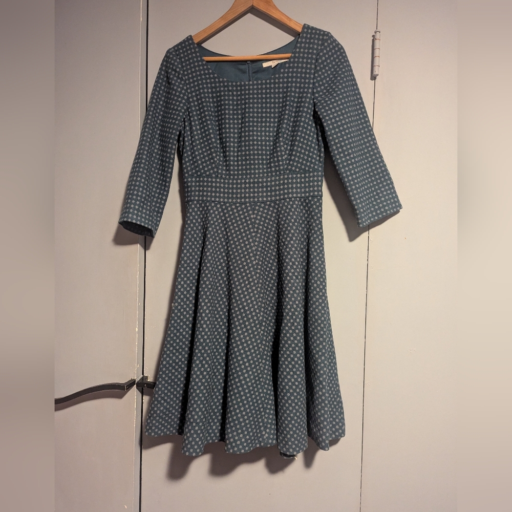 Boden Navy Long Sleeve Dress with Dots